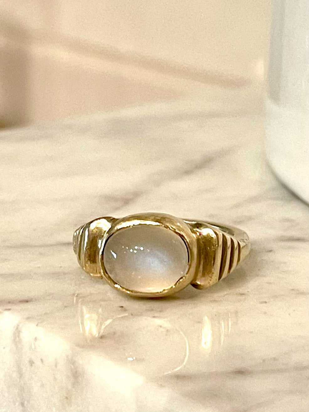 Moonstone and Solid 14k Gold Ring
