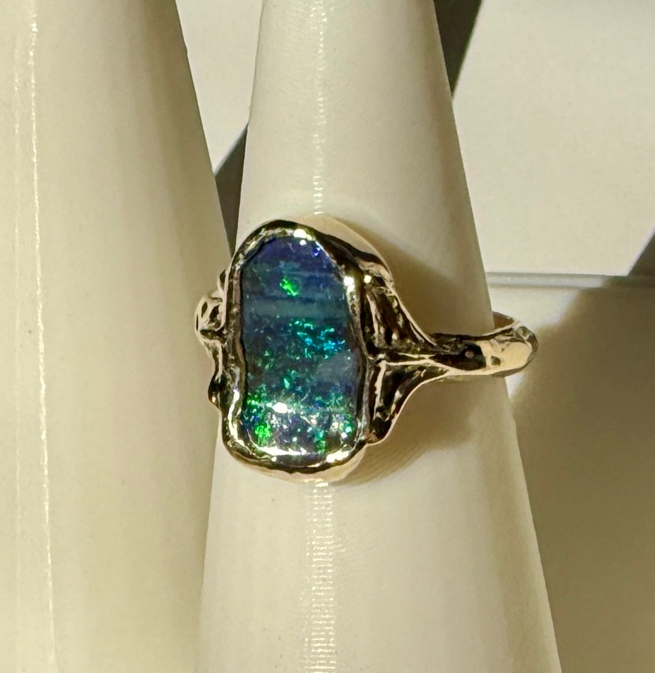 Australian Opal and 10k Gold Ring