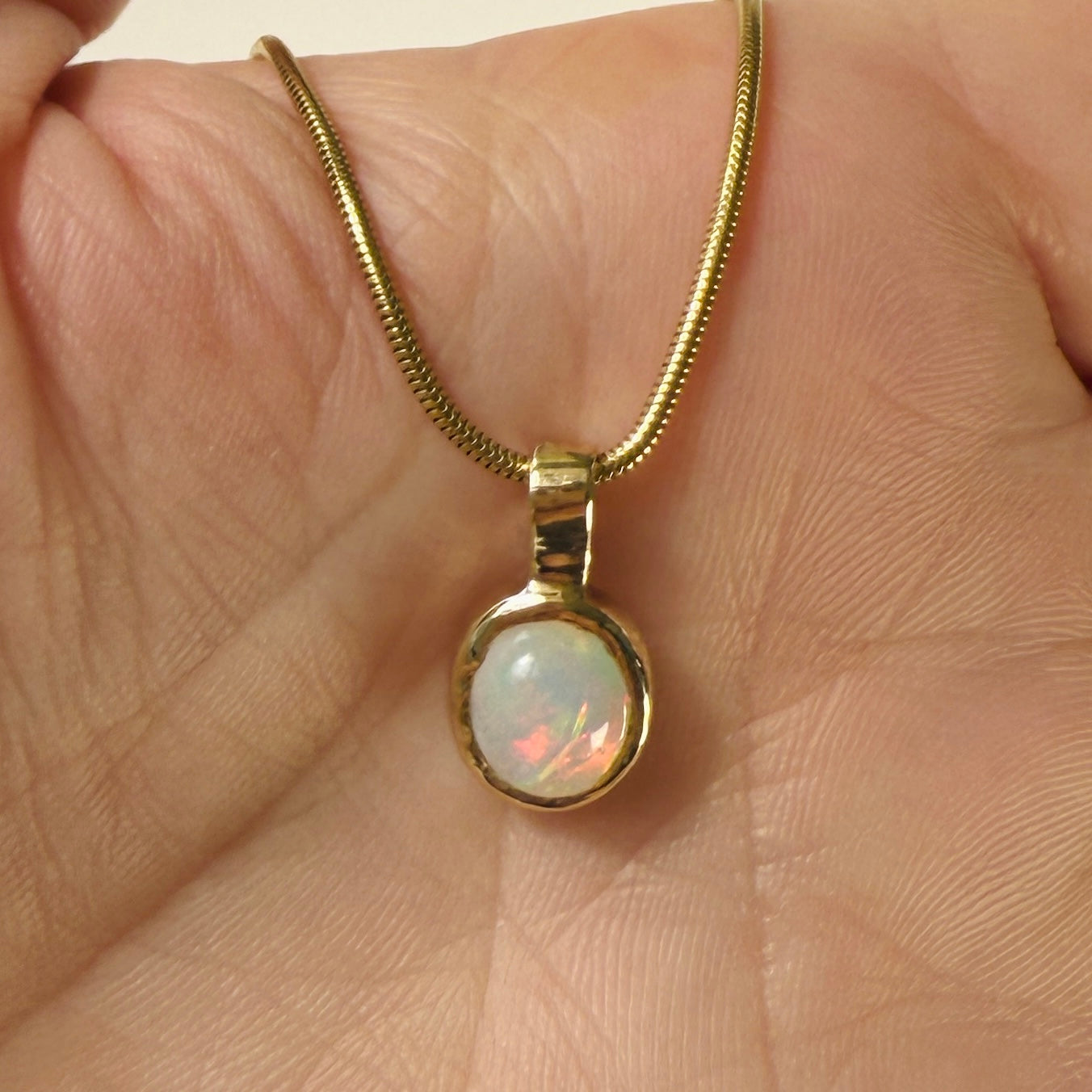 Ethiopian Opal and Solid 10K Gold Pendant