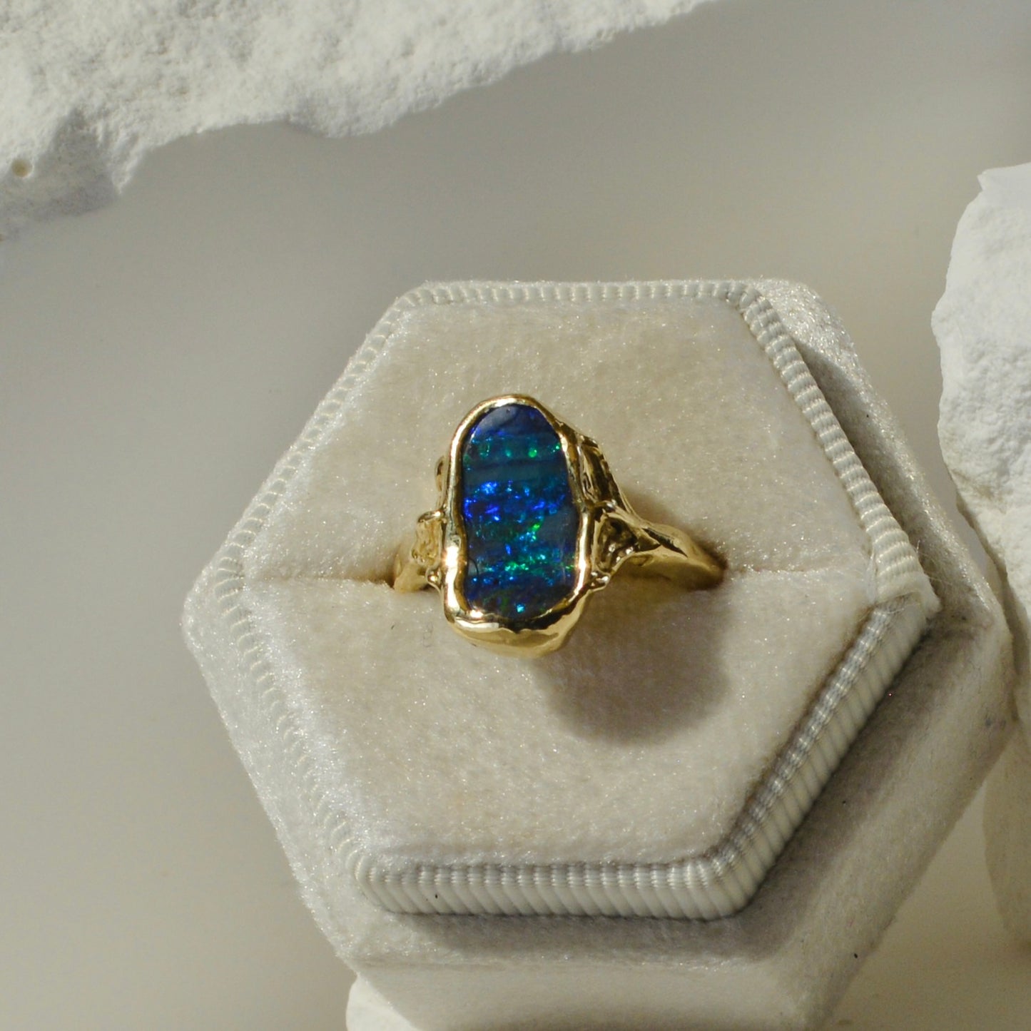 Australian Opal and 10k Gold Ring