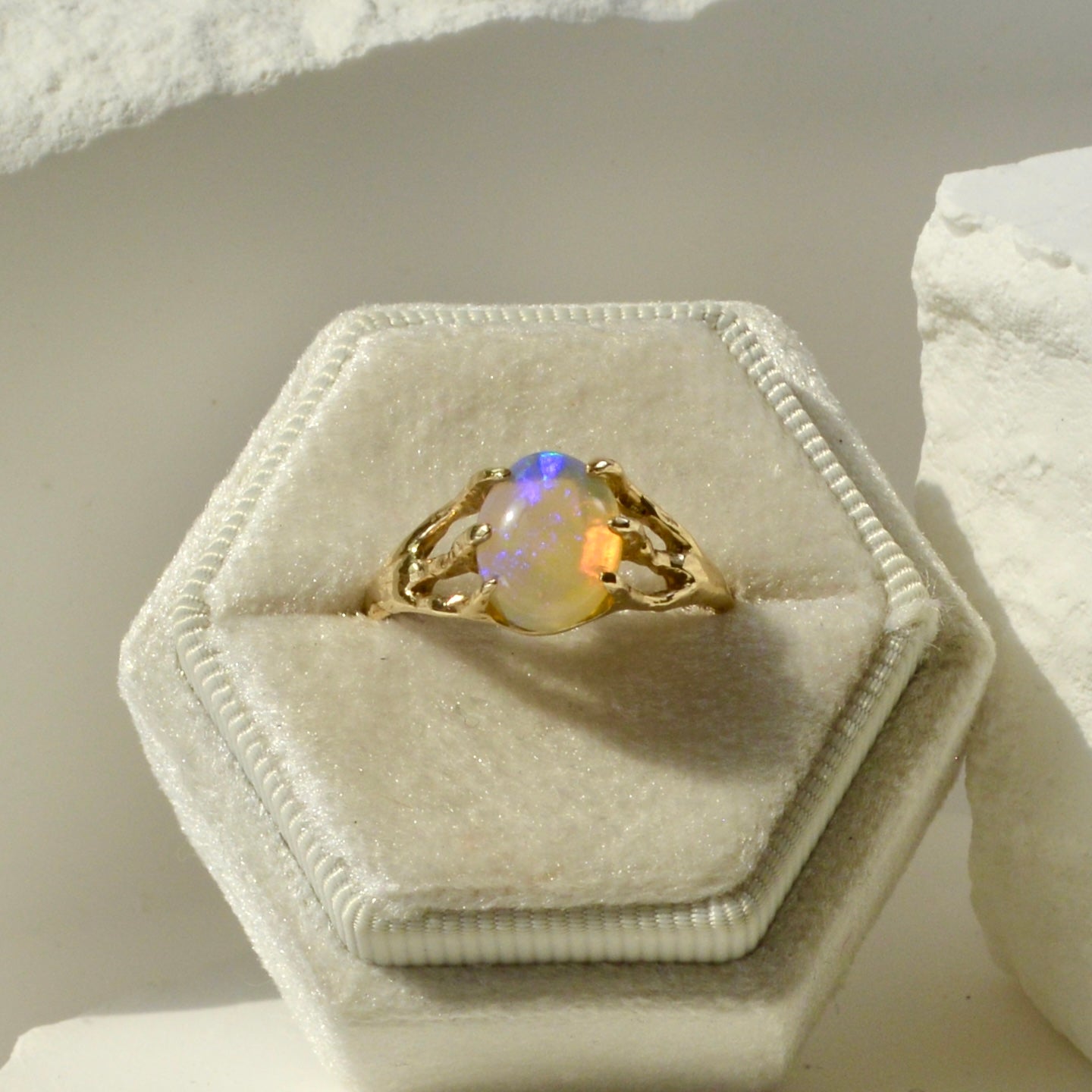 Opal Claw Ring in Gold