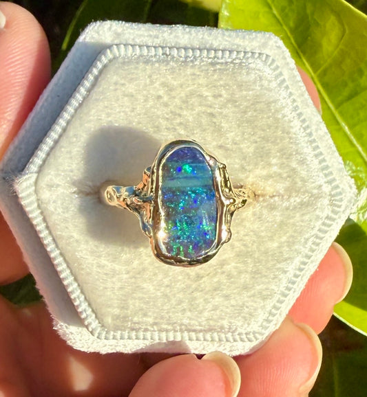 Australian Opal and 10k Gold Ring
