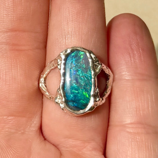 Australian Opal and Sterling Silver Ring