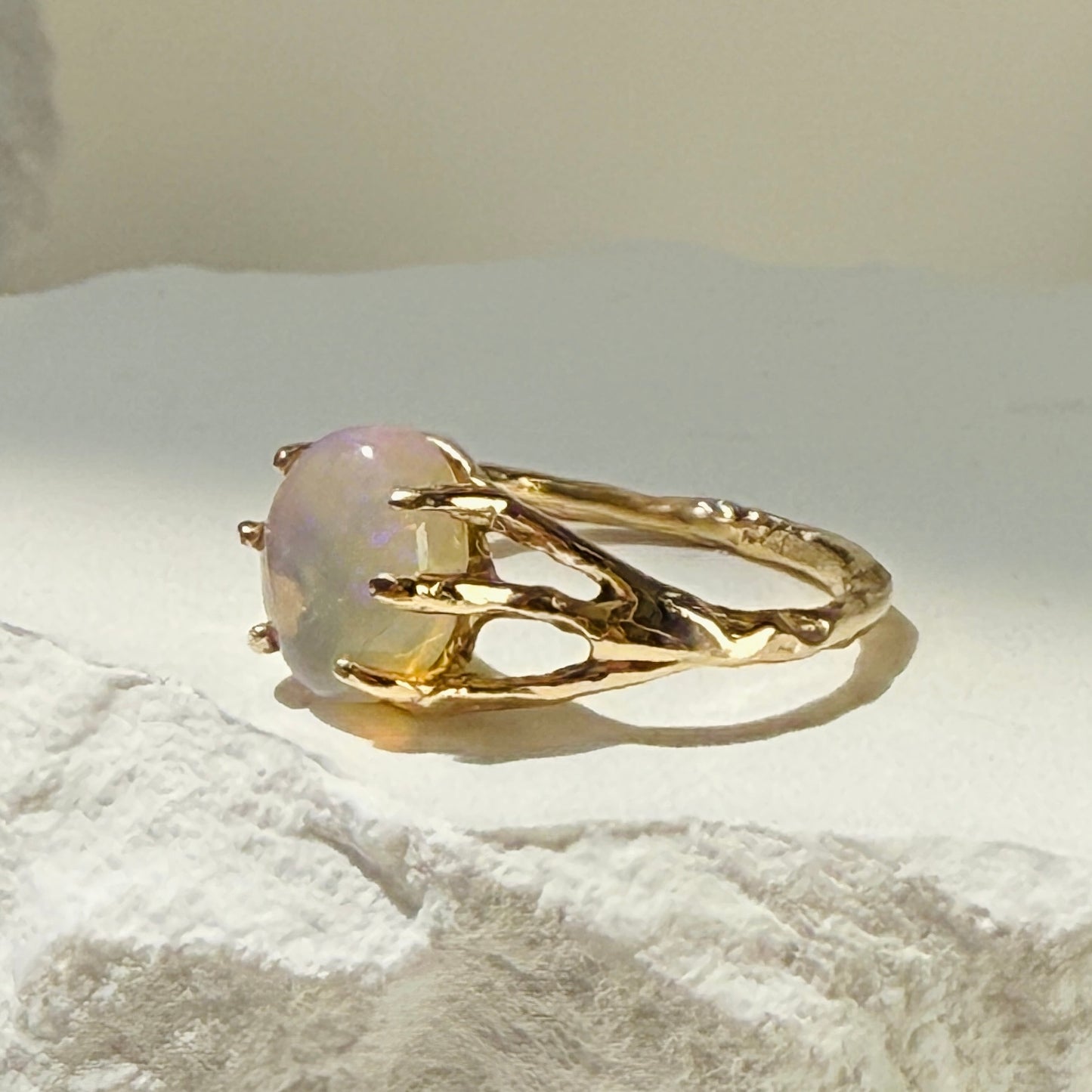 Opal Claw Ring in Gold