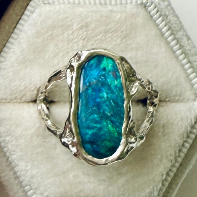 Australian Opal and Sterling Silver Ring